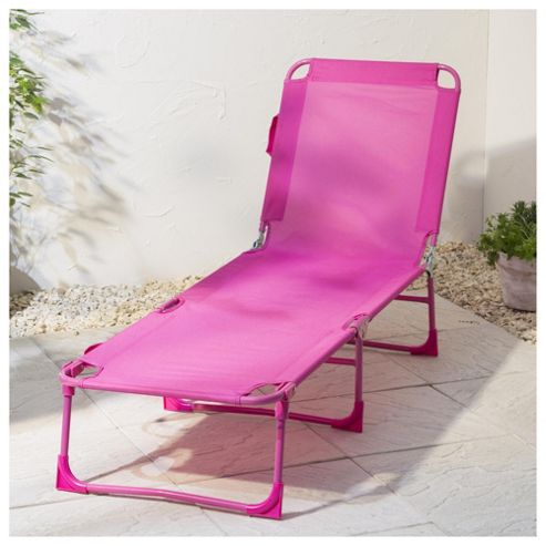 Image of Folding Sun Lounger, Pink