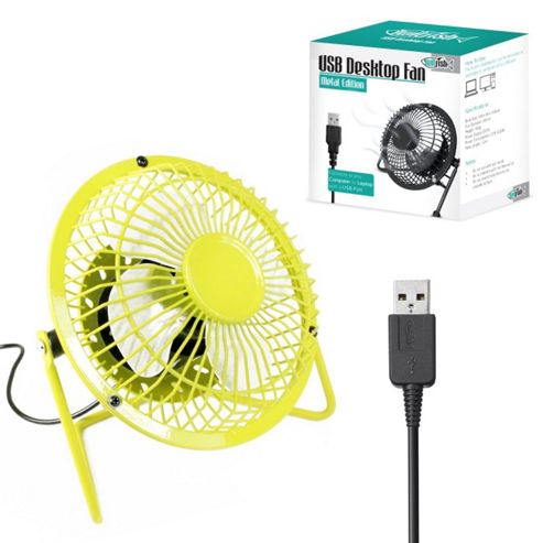 Image of Twitfish Metal Usb Desk Fan 4" - Yellow