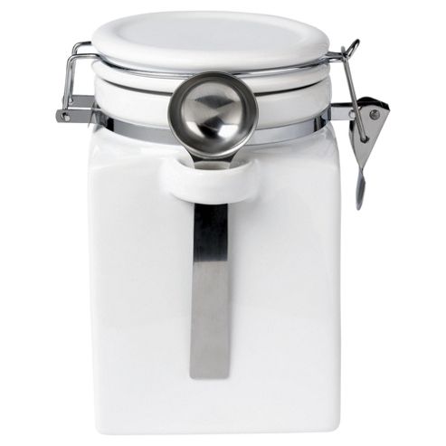 Image of Super White Storage Jar With Spoon, Porcelain