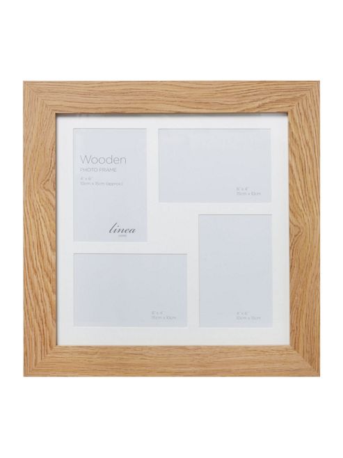 Image of Linea Pale Wood 4 Aperture Photo Frame In Brown New