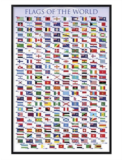Image of Gloss Black Framed Flags Of The World Poster