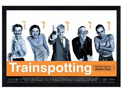 Image of Trainspotting Cast Black Wooden Framed Irvine Welsh Poster