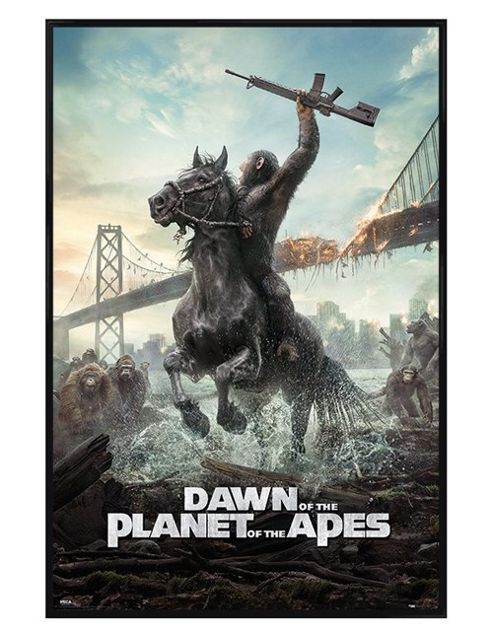 Image of Gloss Black Framed Dawn Of The Planet Of The Apes Poster