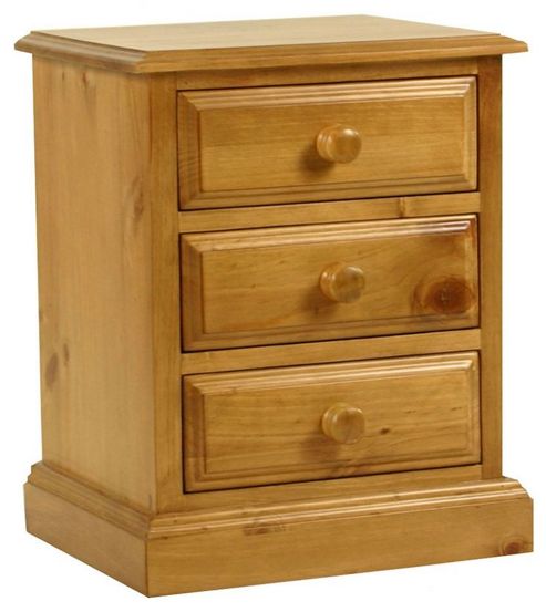 Image of Kelburn Furniture Pine 3 Drawer Bedside Table