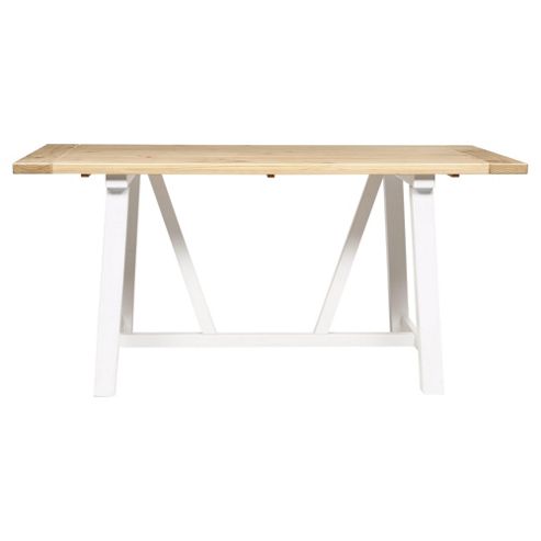 Image of Portobello Trestle Dining Table White & Bleached Pine