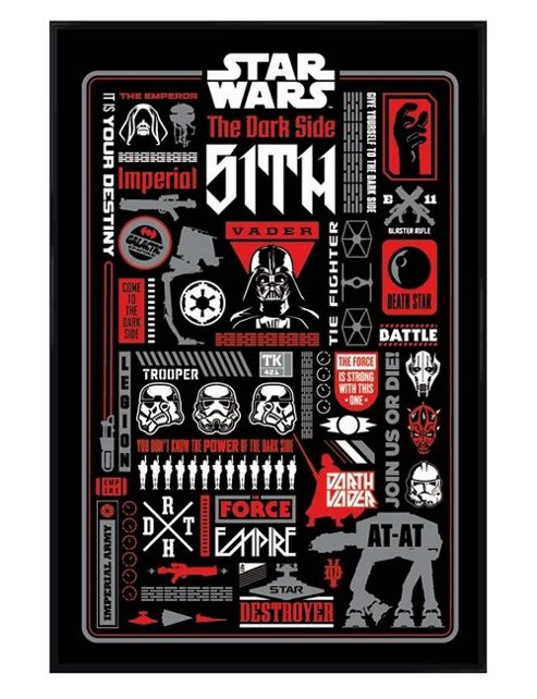 Image of Gloss Black Framed Star Wars The Dark Side Sith Icongraphic Poster