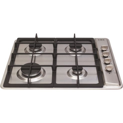 Image of Cda Hg6120ss Four Burner Gas Hob With Cast Iron Pan Stands Stainless Steel