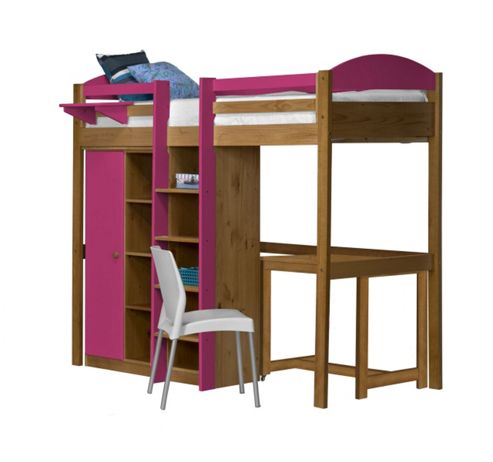 Image of Maximus High Sleeper Set 2 Central Ladder Antique With Fuschia Details