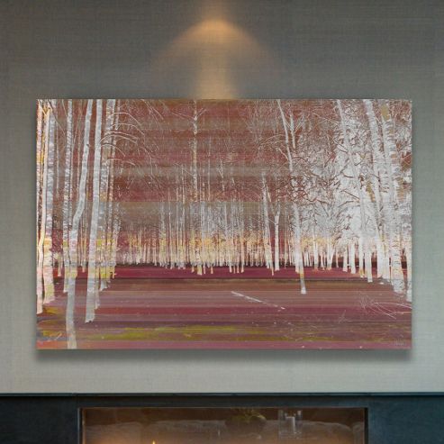Image of Parvez Taj Night Birch Wall Art - 76 Cm H X 114 Cm W X 5 Cm D