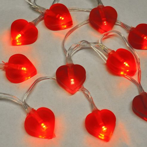 Image of Hearts 10 Led Battery Operated String Lights In Red