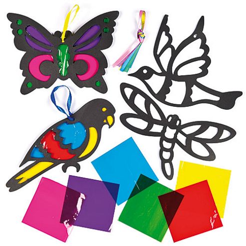 Image of Animals Stained Glass Decoration (pack Of 6)