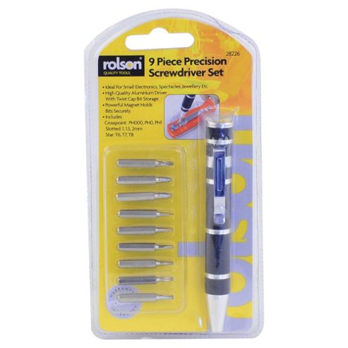Image of Rolson 9 In 1 Precision Screwdriver Bit Set