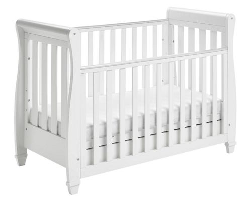 Image of Babymore Eva Sleigh Cot Bed Dropside With Drawer (white)