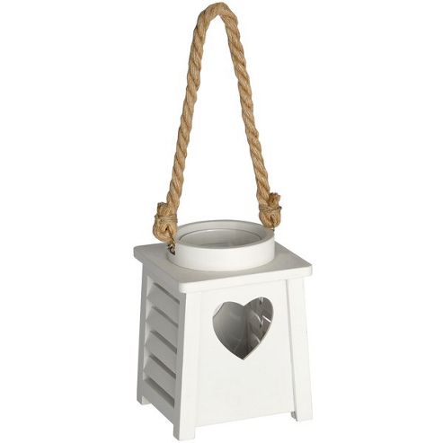 Image of Heart - Wooden Hanging / Free Standing Tea Light Holder - White