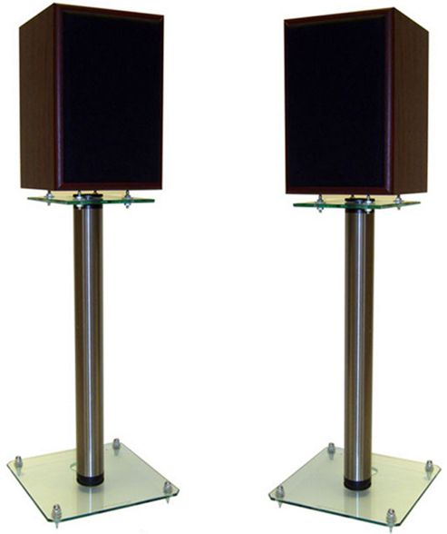 Image of Pair Of 600mm Speaker Stands With Clear Base