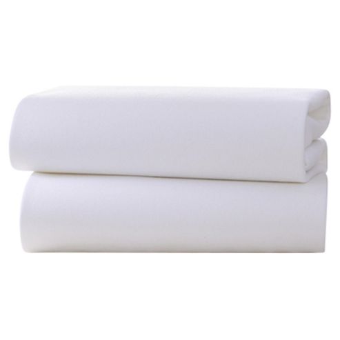 Image of Clair De Lune Fitted Cotton Interlock Sheets - Cot (white)