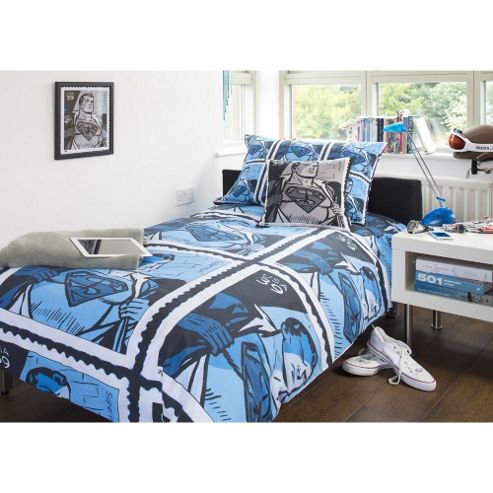 Image of Emma Wright Superman Cotton Double Quilt Set Blue