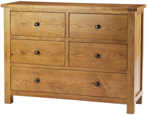 Image of Canterbury Solid Oak And Pine 4 Over 1 Chest Of Drawers