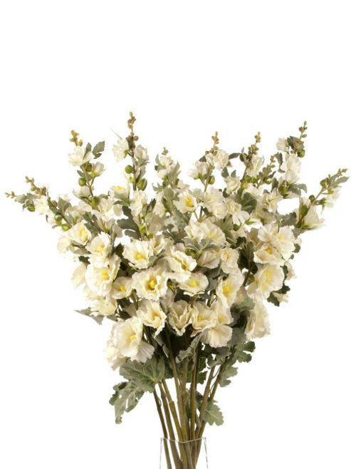 Image of Artificial 103cm Single Stem White And Pale Pink Hollyhocks X 12
