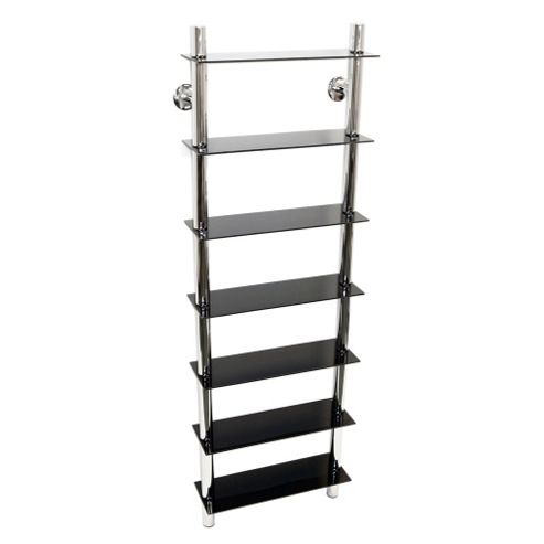 Image of Matrix - Wall Mounted Glass Cd Media / Bathroom Storage Shelves - Black
