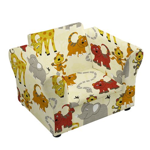 Image of Children's Jungle Party Upholstered Armchair With Curved Arms