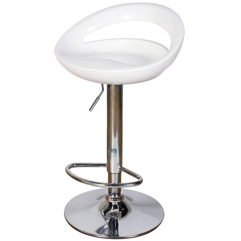 Image of Seed - Round Ergonomic Gas Lift Bar Stool - White / Silver