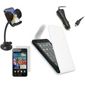 White Flip Case, Screen Protector, Car Charger, In Car Holder - Samsung i9100 Galaxy S II S2