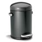 simplehuman 3 Litres Round Retro Pedal Bin - Dark Grey