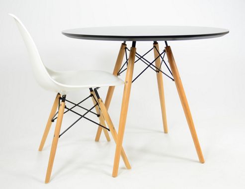 Image of Black 90cm Dining Table Set With 4 Eames Dsw Chairs