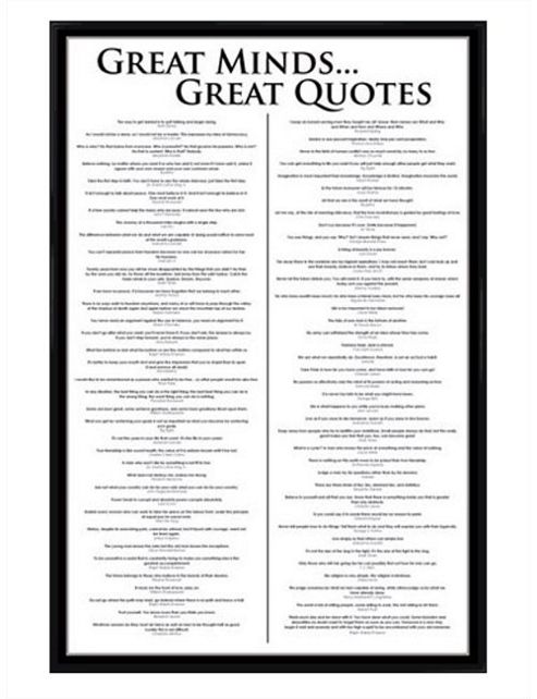 Image of Great Quotes Gloss Black Framed Great Minds Poster