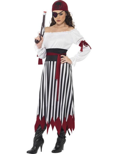 Image of Stripy Female Pirate Costume Small