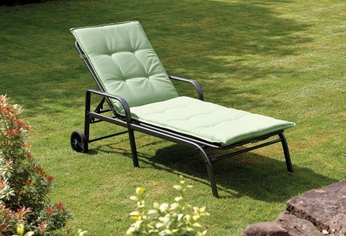 Image of Green Stripe Savoy Lounger Cushion - 190 X 58 X 3.5cm