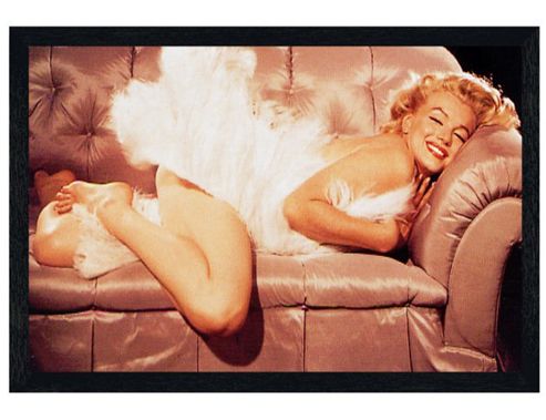 Image of Marilyn Monroe Black Wooden Framed A Diva On The Sofa Poster