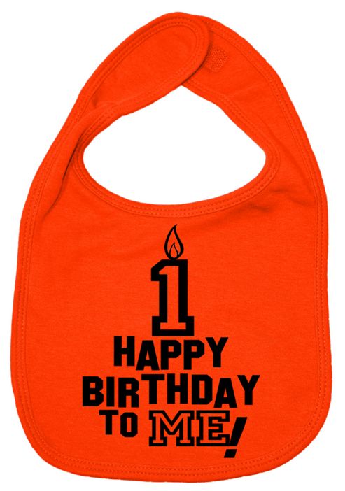 Image of Dirty Fingers Happy 1st Birthday To Me! Baby Bib Orange