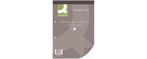 Image of Q-connect Refill Pad A4 Ruled Feint And Margin Punched 2-hole Head Bound 80 Leaf