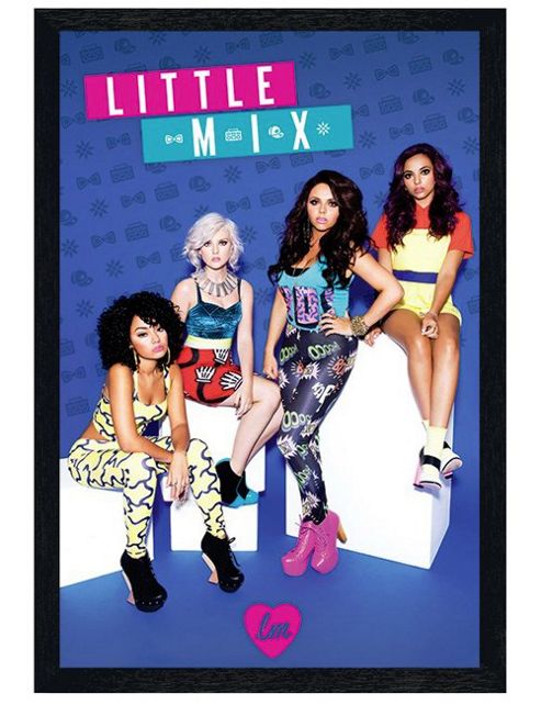 Image of Little Mix Black Wooden Framed Babes On Blue Poster