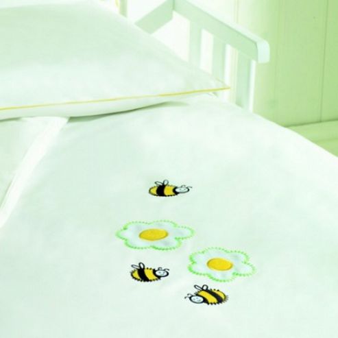 Image of Saplings Cot Bed Quilt & Pillowcase Set - Honey Bee