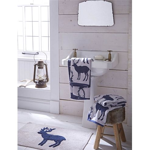 Image of Catherine Lansfield Home Cosy Corner Swing Stag 1600gsm Bath Mat Navy