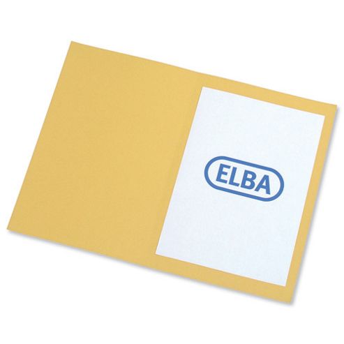 Image of Elba Square Cut Folder Recycled Heavyweight 290gsm Foolscap Yellow Ref 100090223 [pack 100]