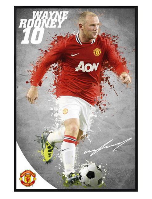 Image of Manchester United Football Club Gloss Black Framed Wayne Rooney Mufc Poster