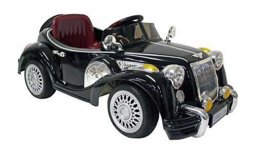 Image of Kids Electric Car Vintage Sports Car 12 Volt Black Gloss