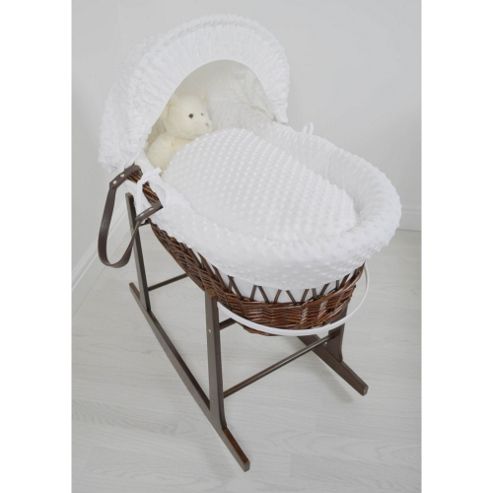 Image of Cuddles Collection Dark Wicker Moses Basket (dimple White)