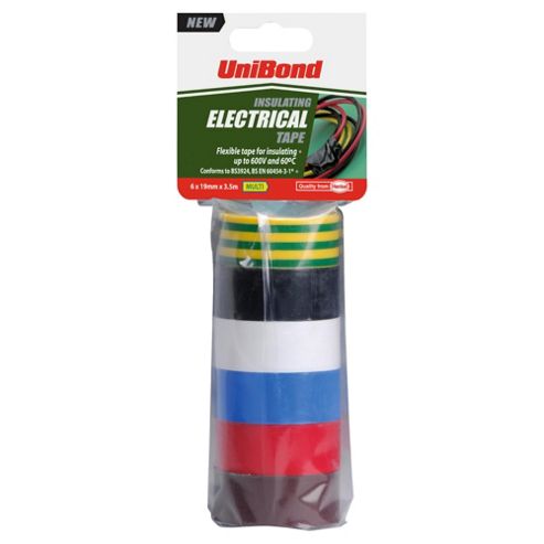 Image of Unibond Electrical Tape 6 Colours 19mm X 3.5m