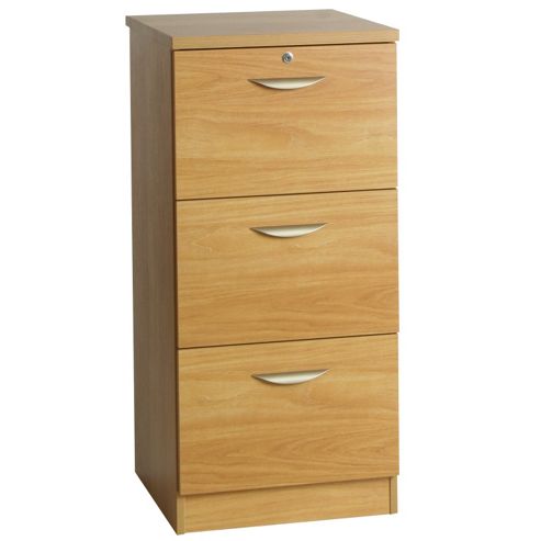 Image of Enduro Three Drawer Tall Wooden Filing Cabinet - Beech