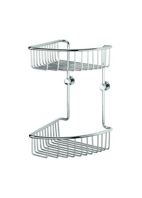 Image of Sanwood Provence Corner Shelf In Chrome With 2 Trays