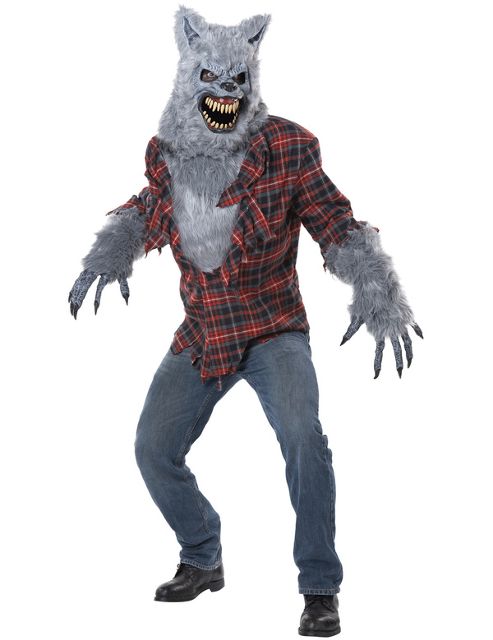 Image of Grey Lycan Ani-motion Mask Costume Large/extra Large