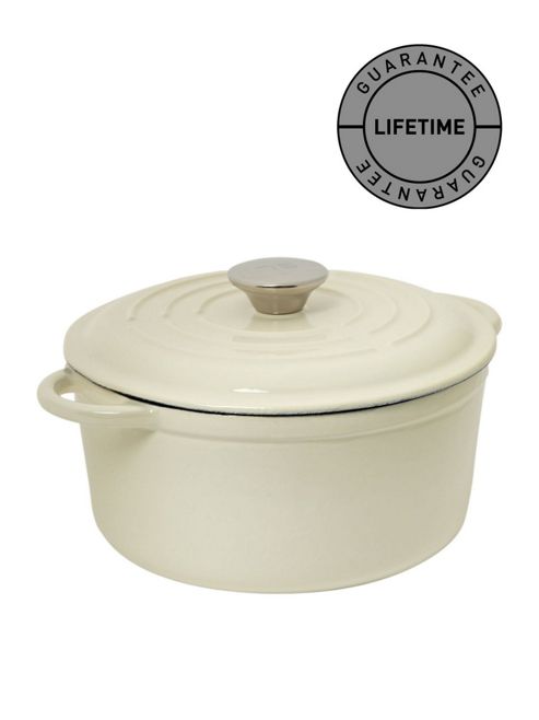 Image of Linea Cream Cast Iron Round Casserole, 21cm In Ivory