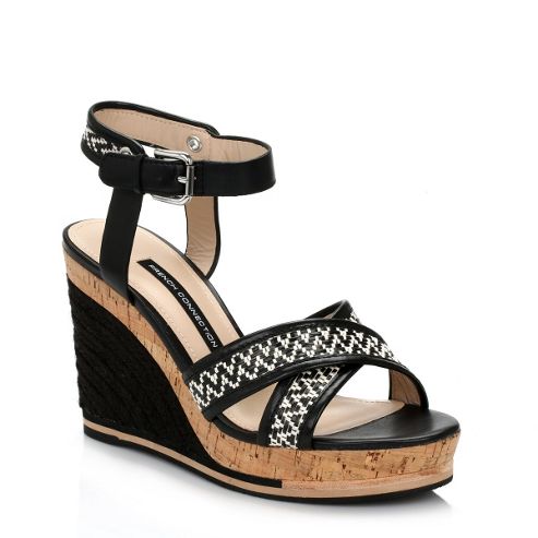 ... Womens Black  White Lata Wedge Sandals from our All Women's Sandals