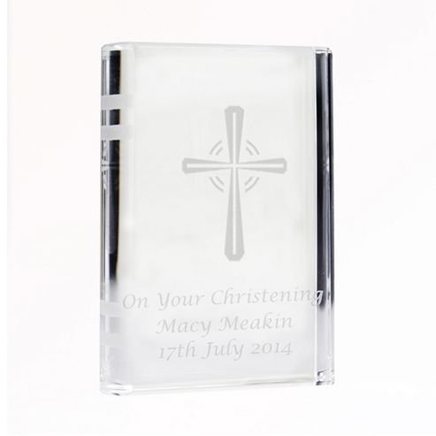 Image of Personalised Cross Book Crystal Token