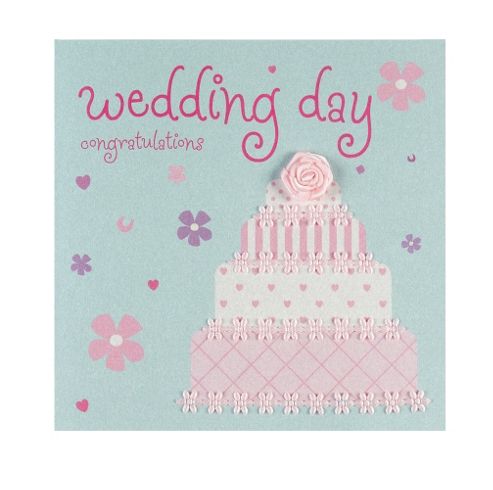 Image of Satin Rose Wedding Cake Congratulations Card